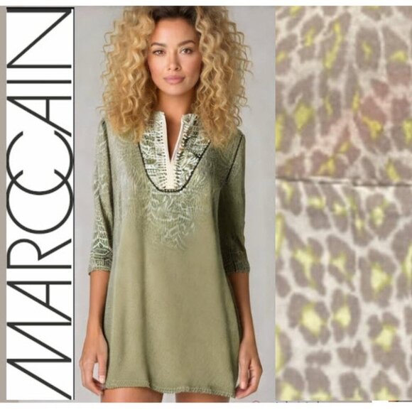 marc cain Tops - Marc Cain Animal Print Tunic Top Long Sleeve Size 6